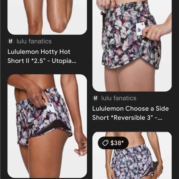 lululemon athletica Floral Women's Shorts - Black and Purple - Picture 5 of 5